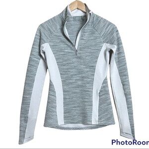 Athleta 1/2 Zip Gray and White Top XXS